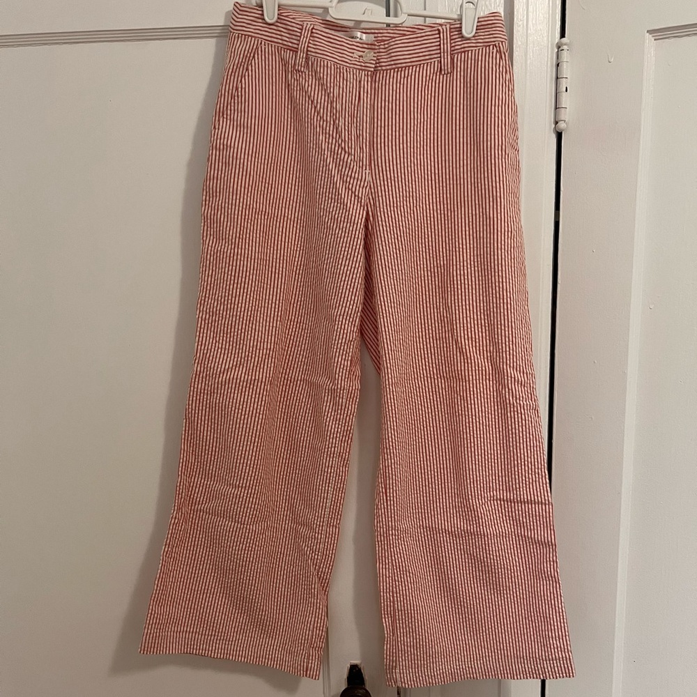 Wide Leg Cropped Cotton Pants